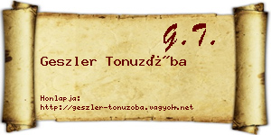 Geszler Tonuzóba névjegykártya